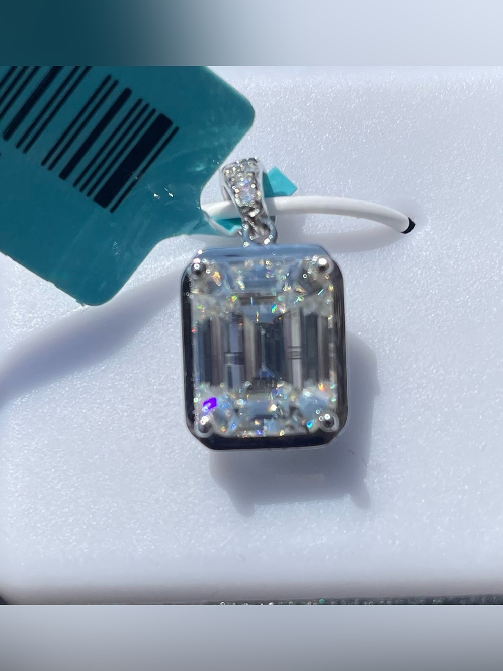 Moissanite Sterling Silver 925 Emerald Cut Pendant 4 CTW